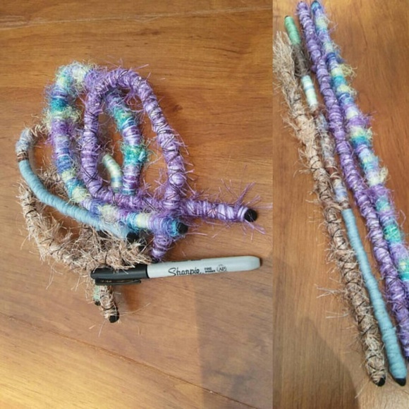 3 purple blue yellow boho bendable Dread Ties main image 6